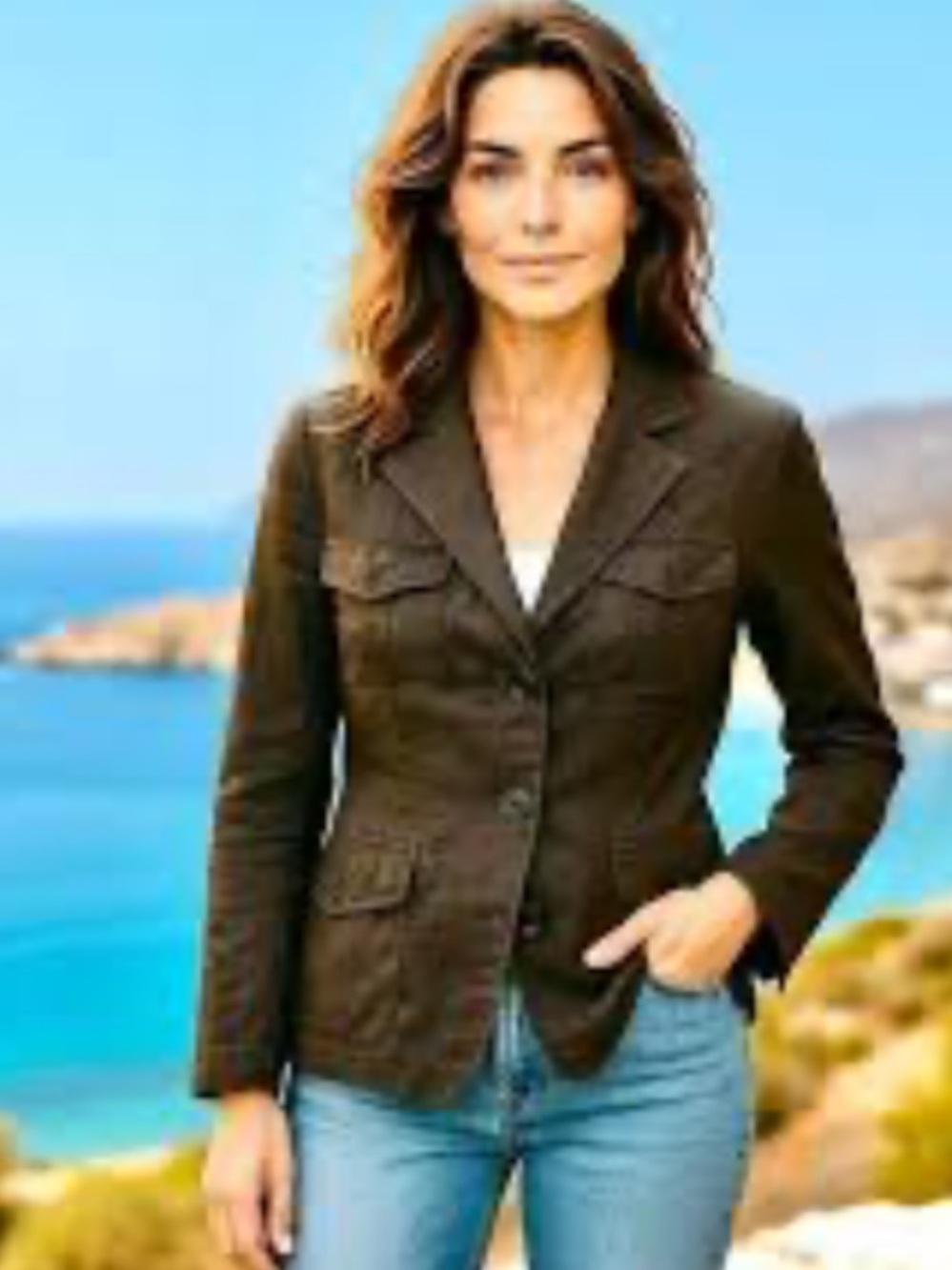 IN BEAUTIFUL CONDITION!THEORY MERYL BROWN LINEN UTILITY JACKET SIZE 00